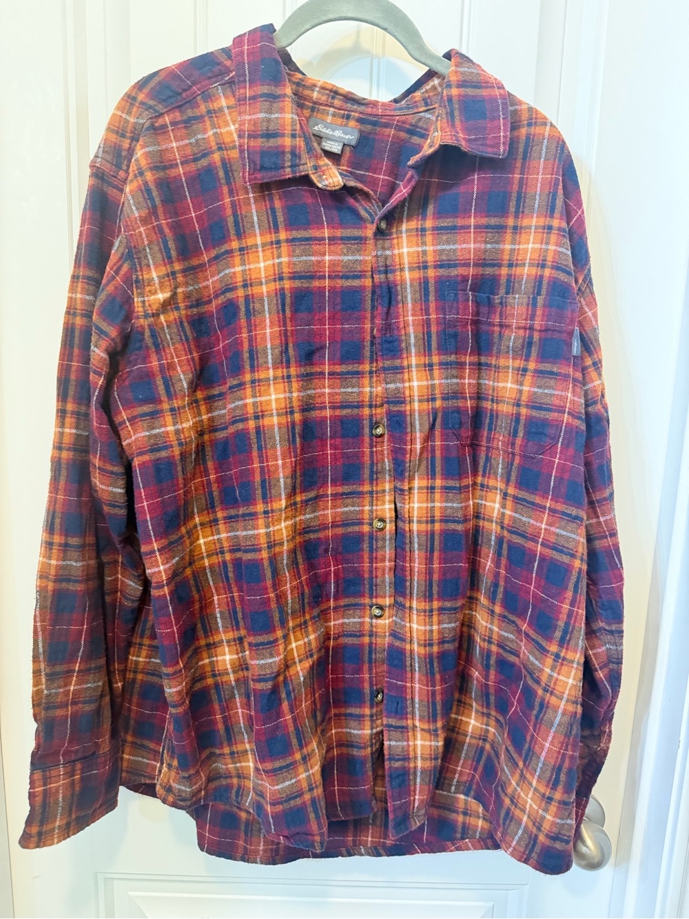 Eddie Bauer Red and Blue Plaid Button-Down Shirt